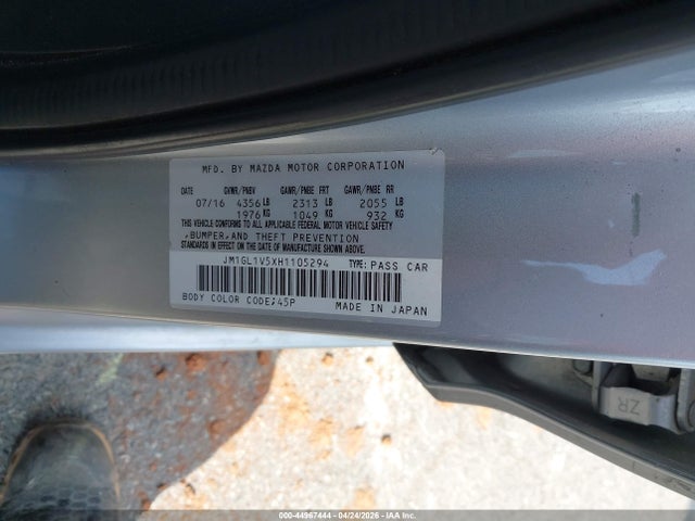 44967444 :رقم المزاد ، JM1GL1V5XH1105294 vin ، 2017 Mazda Mazda6 Touring مزاد بيع