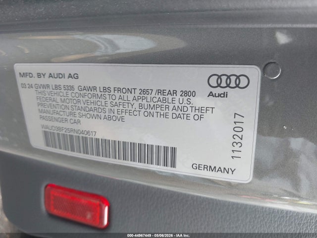 Продажа на аукционе авто 2024 Audi A6 Premium 45 Tfsi Quattro S Tronic, vin: WAUD3BF25RN040617, номер лота: 44967449