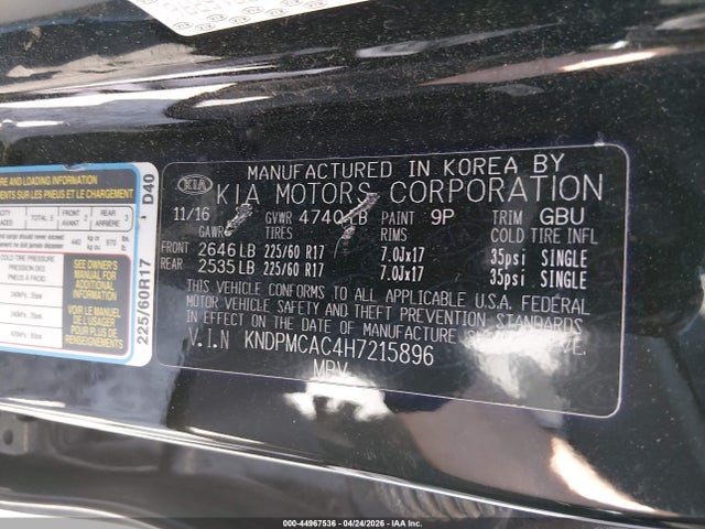 KIA Sportage Lx 2017 KNDPMCAC4H7215896 Image 9