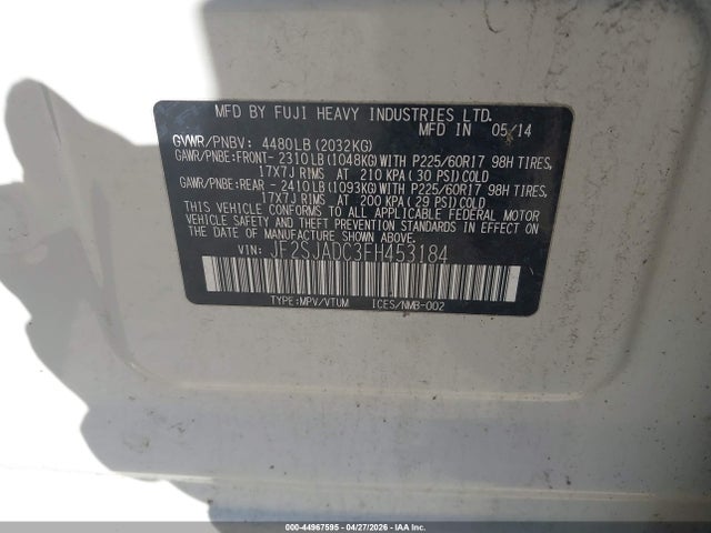 Продажа на аукционе авто 2015 Subaru Forester 2.5i Premium, vin: JF2SJADC3FH453184, номер лота: 44967595