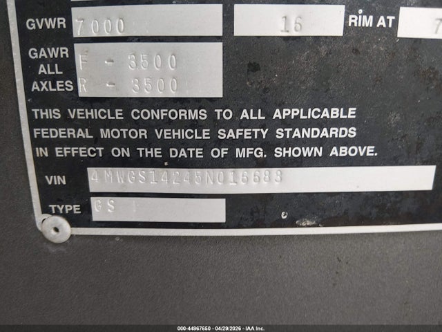 Продажа на аукционе авто 2005 Delta Manufacturing Inc Trailer, vin: 4MWGS14245N016683, номер лота: 44967650