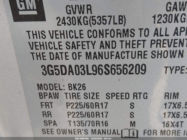Продажа на аукционе авто 2006 Buick Rendezvous Cx, vin: 3G5DA03L96S656209, номер лота: 44967661