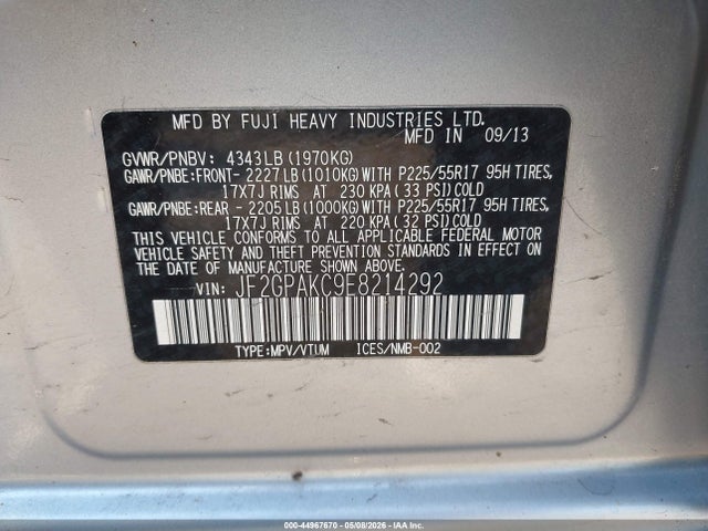 Продаж на аукціоні авто 2014 Subaru Xv Crosstrek 2.0i Limited, vin: JF2GPAKC9E8214292, номер лоту: 44967670