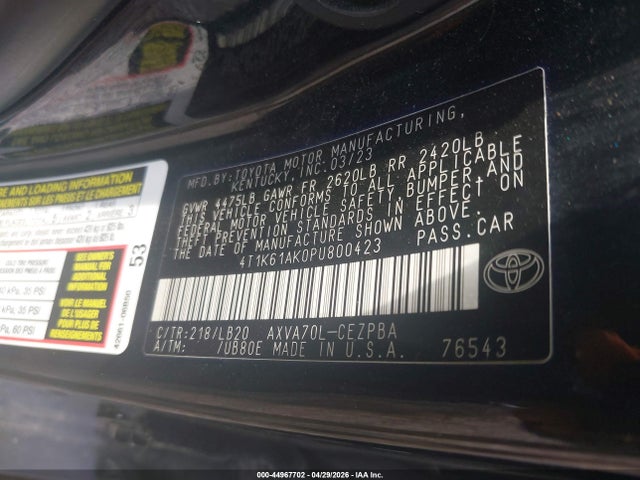 Toyota CAMRY XSE 2023 4T1K61AK0PU800423 Image 9