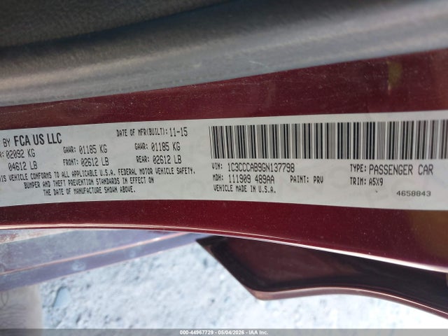 Продажа на аукционе авто 2016 Chrysler 200 Limited, vin: 1C3CCCAB9GN137798, номер лота: 44967729