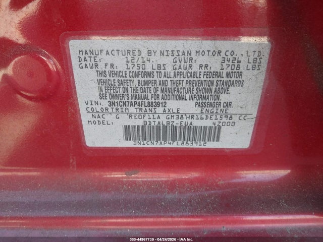 Nissan Versa 1.6 Sv 2015 3N1CN7AP4FL883912 Image 9