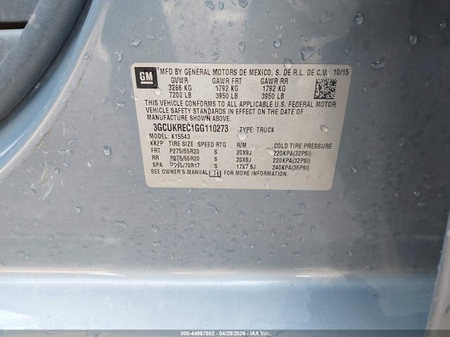 Chevrolet Silverado 1500 1lt 2016 3GCUKREC1GG110273 Image 9