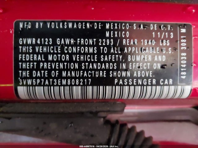 44967816 :رقم المزاد ، 3VW5P7AT3EM808217 vin ، 2014 Volkswagen Beetle 2.5l مزاد بيع