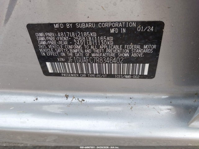 2024 Subaru Impreza Sport 5-door მანქანა იყიდება აუქციონზე, vin: JF1GUAFC7R8346402, აუქციონის ნომერი: 44967851