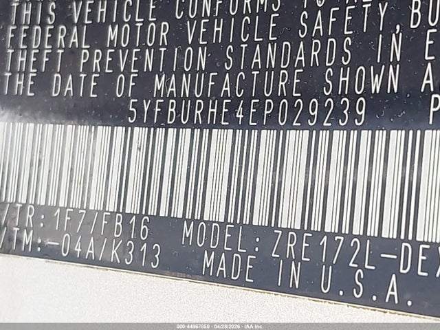 Toyota COROLLA LE 2014 5YFBURHE4EP029239 Image 9