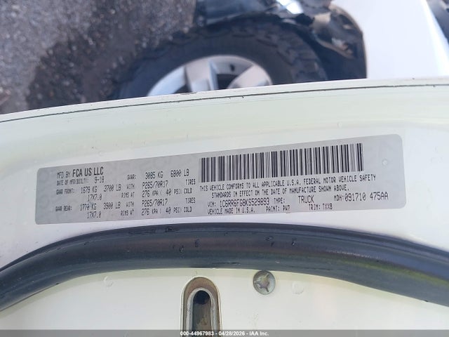 Aukcja sprzedaży 2019 Ram 1500 Classic Tradesman  4x2 6'4 Box, vin: 1C6RR6FG8KS529893, numer aukcji: 44967983