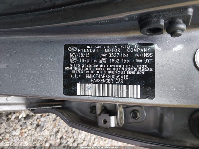 Продаж на аукціоні авто 2016 Hyundai Accent Se, vin: KMHCT4AEXGU059416, номер лоту: 44968007
