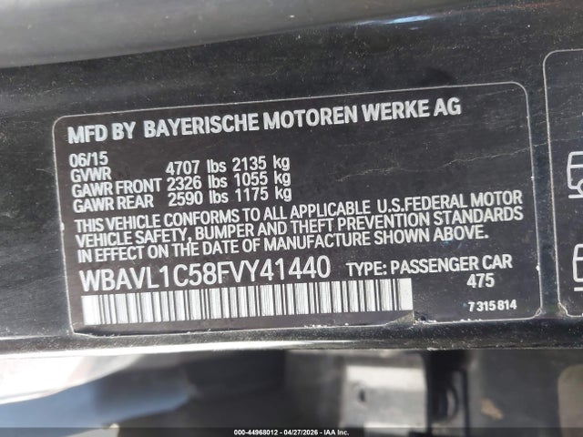 Продаж на аукціоні авто 2015 Bmw X1 Xdrive28i, vin: WBAVL1C58FVY41440, номер лоту: 44968012