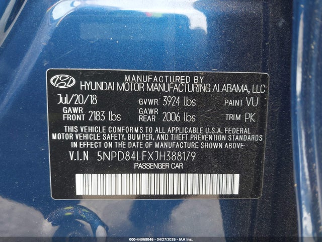 5NPD84LFXJH388179 Hyundai Elantra Value Edition