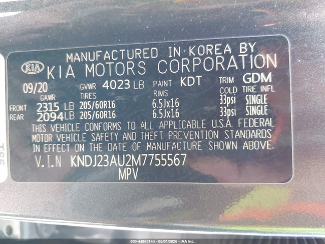 Продажа на аукционе авто 2021 Kia Soul S, vin: KNDJ23AU2M7755567, номер лота: 44968144