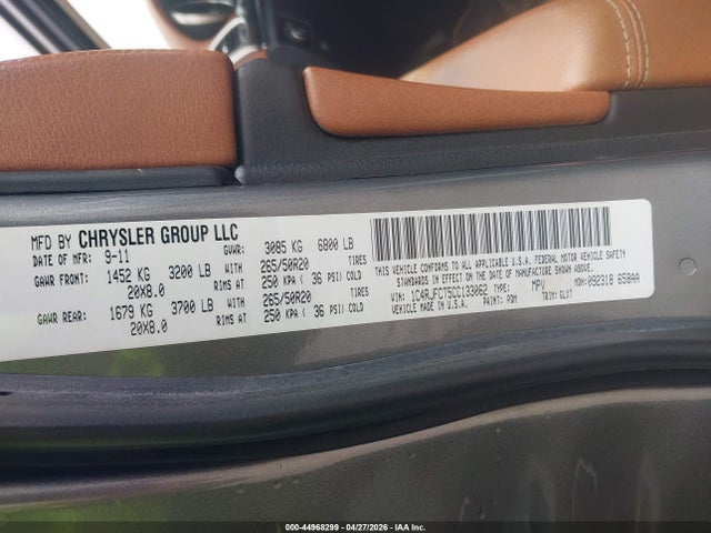 Aukcja sprzedaży 2012 Jeep Grand Cherokee Overland, vin: 1C4RJFCT5CC133062, numer aukcji: 44968299