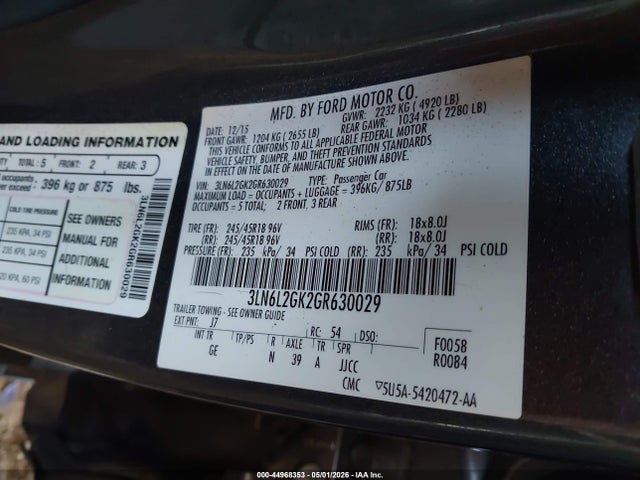 Lincoln MKZ 2016 3LN6L2GK2GR630029 Image 9