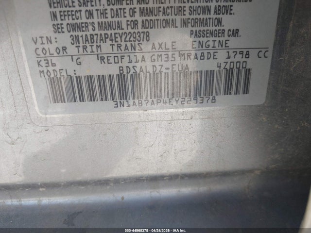 3N1AB7AP4EY229378 Nissan SENTRA SV