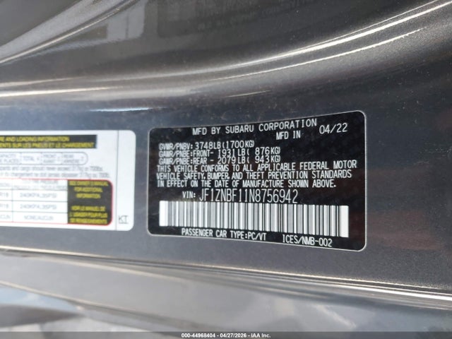 Aukcja sprzedaży 2022 Toyota Gr86 Premium, vin: JF1ZNBF11N8756942, numer aukcji: 44968404