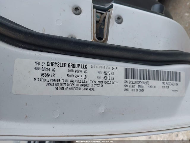 Aukcja sprzedaży 2012 Chrysler 300 Limited, vin: 2C3CCACG8CH192873, numer aukcji: 44968528