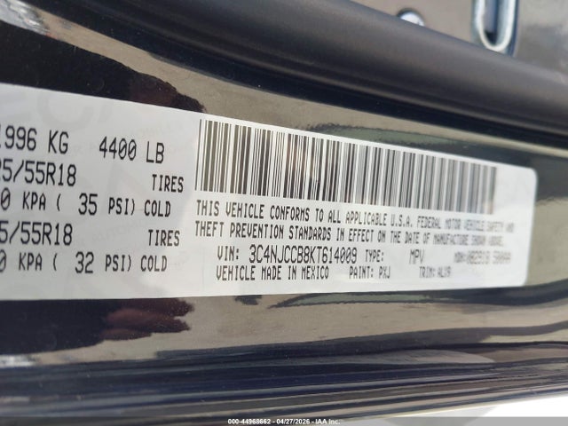 Продажа на аукционе авто 2019 Jeep Compass Limited Fwd, vin: 3C4NJCCB8KT614009, номер лота: 44968662