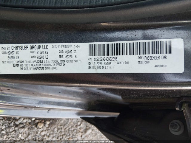 44968675 :رقم المزاد ، 1C3CDZAB4EN222951 vin ، 2014 Dodge Avenger Se مزاد بيع
