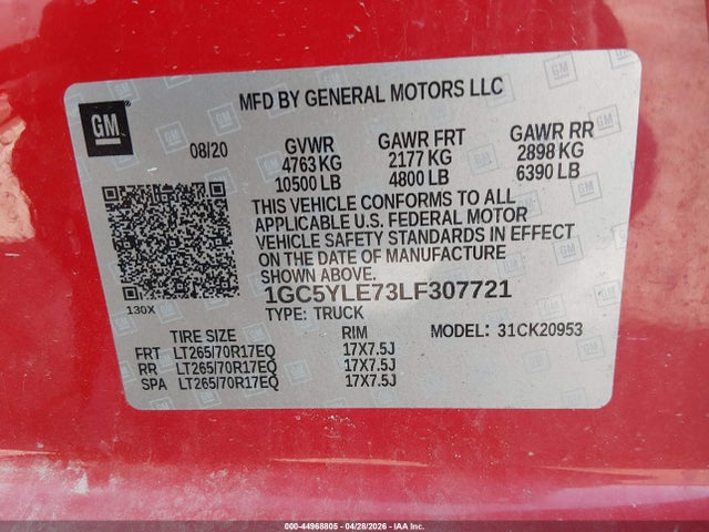 Chevrolet Silverado 2500hd 4wd Long Bed Wt 2020 1GC5YLE73LF307721 Image 9