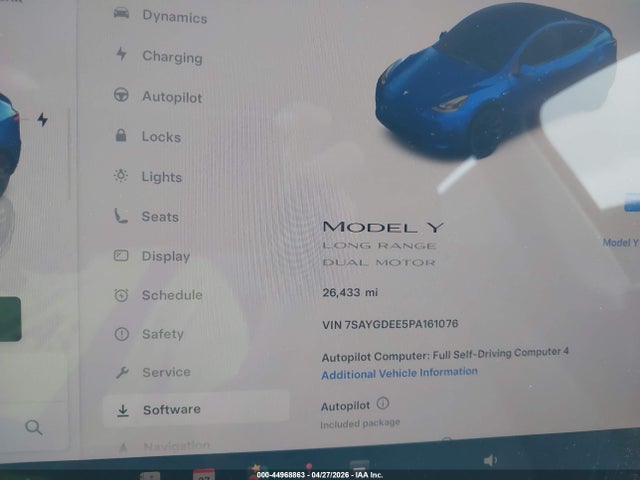 44968863 :رقم المزاد ، 7SAYGDEE5PA161076 vin ، 2023 Tesla Model Y مزاد بيع