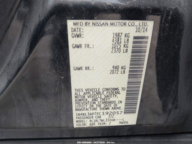 Nissan Altima 3.5 Sl 2015 1N4BL3AP7FC192057 Image 9