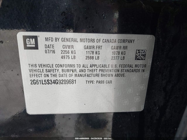 Aukcja sprzedaży 2016 Cadillac Xts Standard, vin: 2G61L5S34G9209681, numer aukcji: 44968988