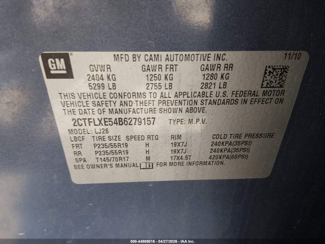Продаж на аукціоні авто 2011 Gmc Terrain Slt-2, vin: 2CTFLXE54B6279157, номер лоту: 44969016