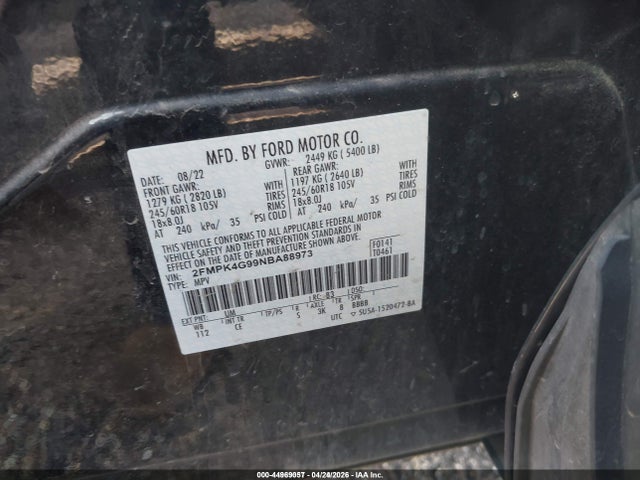 2FMPK4G99NBA88973 Ford EDGE SE
