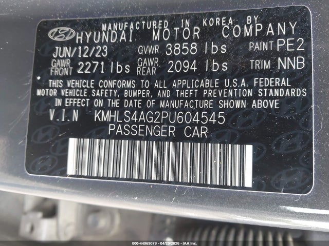 Продаж на аукціоні авто 2023 Hyundai Elantra Sel, vin: KMHLS4AG2PU604545, номер лоту: 44969079