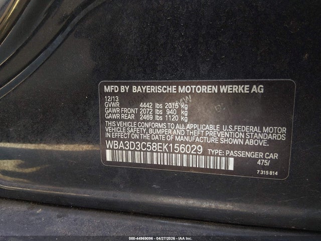 Aukcja sprzedaży 2014 Bmw 328d, vin: WBA3D3C58EK156029, numer aukcji: 44969096
