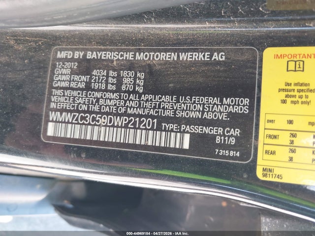 2013 Mini Countryman Cooper S მანქანა იყიდება აუქციონზე, vin: WMWZC3C59DWP21201, აუქციონის ნომერი: 44969184