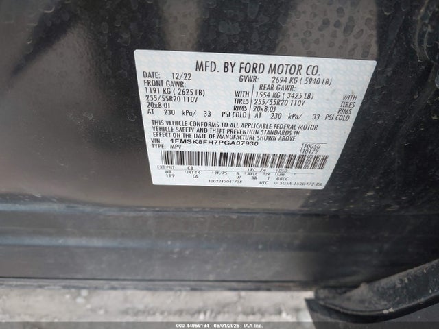 Ford Explorer Limited 2023 1FMSK8FH7PGA07930 Image 9