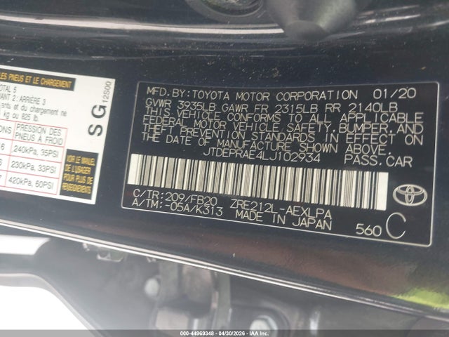 Toyota COROLLA LE 2020 JTDEPRAE4LJ102934 Image 9
