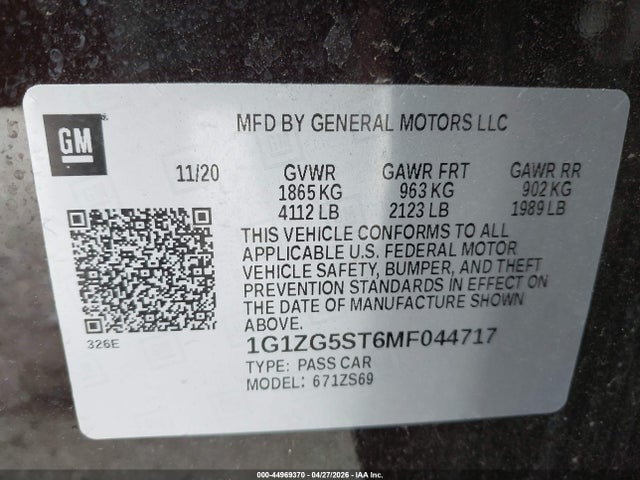 1G1ZG5ST6MF044717 Chevrolet Malibu Fwd Rs