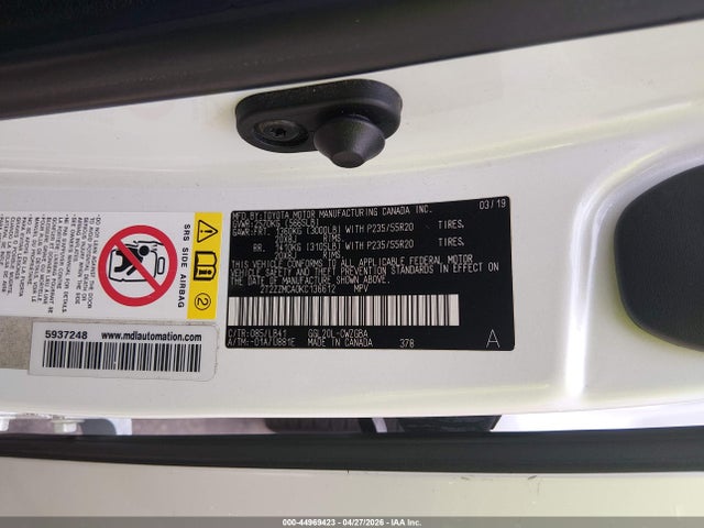 44969423 :رقم المزاد ، 2T2ZZMCA0KC136612 vin ، 2019 Lexus Rx 350 مزاد بيع
