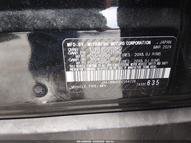 Продаж на аукціоні авто 2024 Mitsubishi Outlander Sel 2.5 2wd/sel Black Edition 2wd, vin: JA4J3WA89RZ054726, номер лоту: 44969450