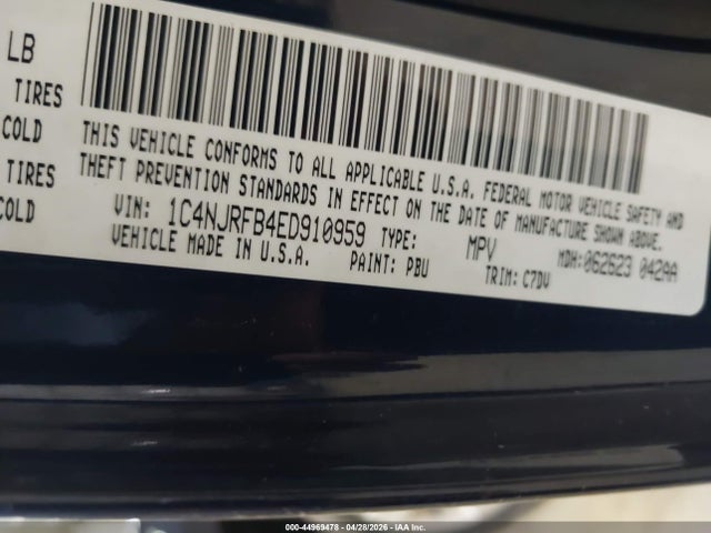 Aukcja sprzedaży 2014 Jeep Patriot Latitude, vin: 1C4NJRFB4ED910959, numer aukcji: 44969478