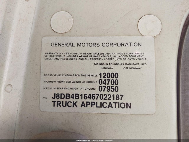 Aukcja sprzedaży 2006 Gmc W3s042 W3500 Dsl Reg, vin: J8DB4B16467022187, numer aukcji: 44969483