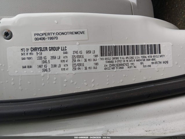 Продажа на аукционе авто 2010 Dodge Grand Caravan C/v, vin: 2D4RN1AE0AR467423, номер лота: 44969529