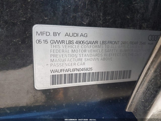 Aukcja sprzedaży 2015 Audi A4 2.0t Premium, vin: WAUFFAFL6FN045825, numer aukcji: 44969629