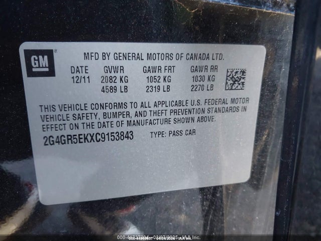 Продажа на аукционе авто 2012 Buick Regal, vin: 2G4GR5EKXC9153843, номер лота: 44969657