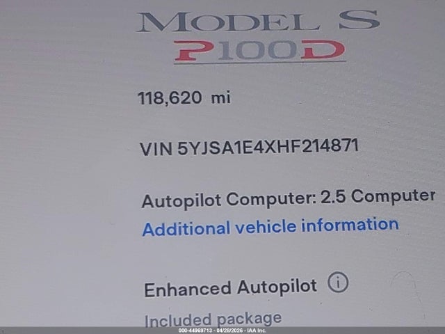 Tesla Model S 100d/60d/75d/90d/p100d 2017 5YJSA1E4XHF214871 Image 15