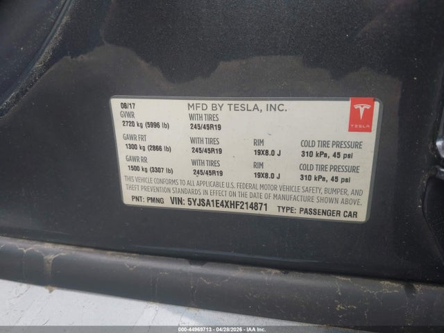 Tesla Model S 100d/60d/75d/90d/p100d 2017 5YJSA1E4XHF214871 Image 9