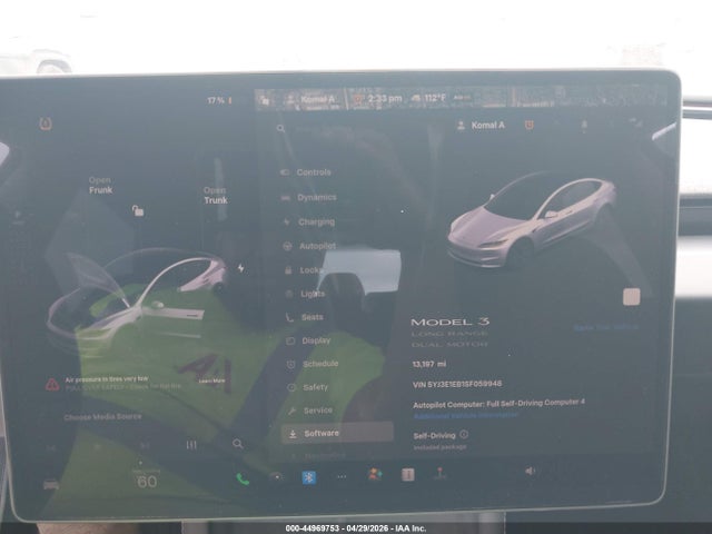 2025 Tesla Model 3 Long Range All-wheel Drive მანქანა იყიდება აუქციონზე, vin: 5YJ3E1EB1SF059948, აუქციონის ნომერი: 44969753