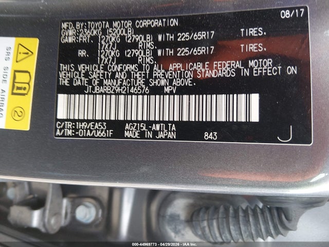 Aukcja sprzedaży 2017 Lexus Nx 200t, vin: JTJBARBZ9H2146576, numer aukcji: 44969773