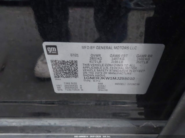 1GNERJKW1MJ255010 Chevrolet Traverse Fwd Rs